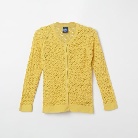 FAME FOREVER KIDS Lace Detail Full Sleeves Cardigan