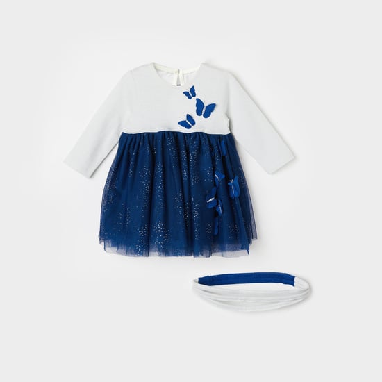 FS MINI KLUB Girls Applique Dress with Shorts and Hairband