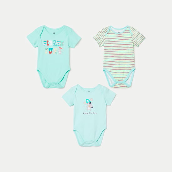 FS MINI KLUB Boys Printed Short Sleeves Romper - Set of 3