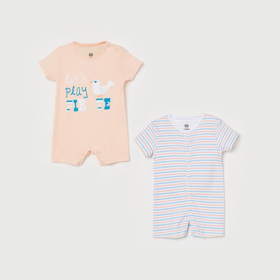 FS MINI KLUB Boys Printed Short Sleeves Romper - Set of 2 Pcs