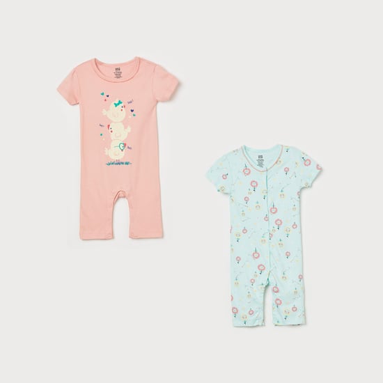 MINI KLUB Girls Printed Rompers - Pack of 2 Pcs.