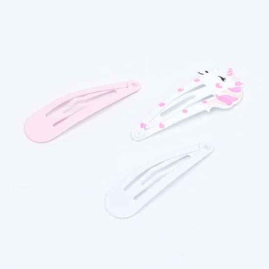 TONIQ KIDS Girls Printed Unicorn Shaped Tic-Tac Clips - Pack of 3