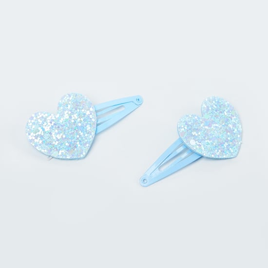 TONIQ KIDS Girls Sequinned Heart Accent Tic-Tac Clips - Pack of 2