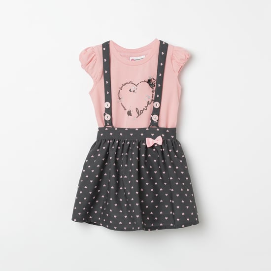 PEPPERMINT Printed Dungaree with an Applique T-shirt