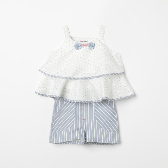 PEPPERMINT Striped Shorts with Printed Layered Top