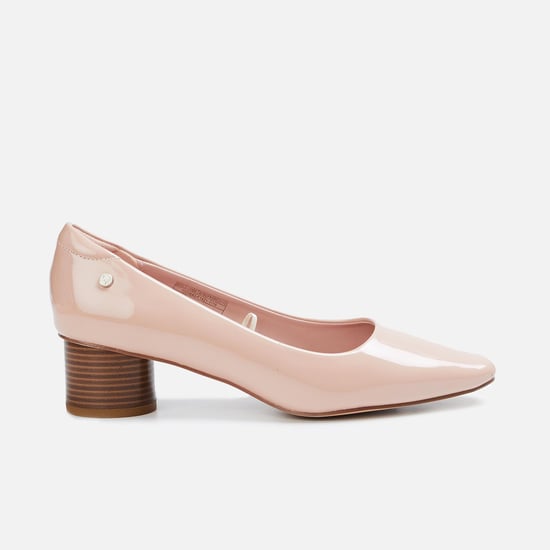 ALLEN SOLLY Women Almond-Toe Pumps with Block Heels