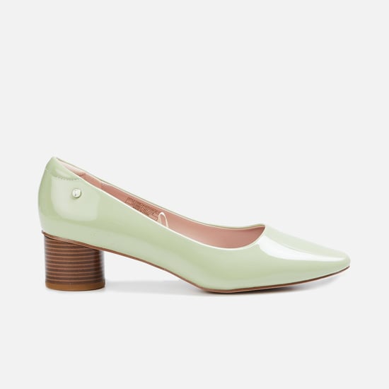 ALLEN SOLLY Women Almond-Toe Pumps with Block Heels