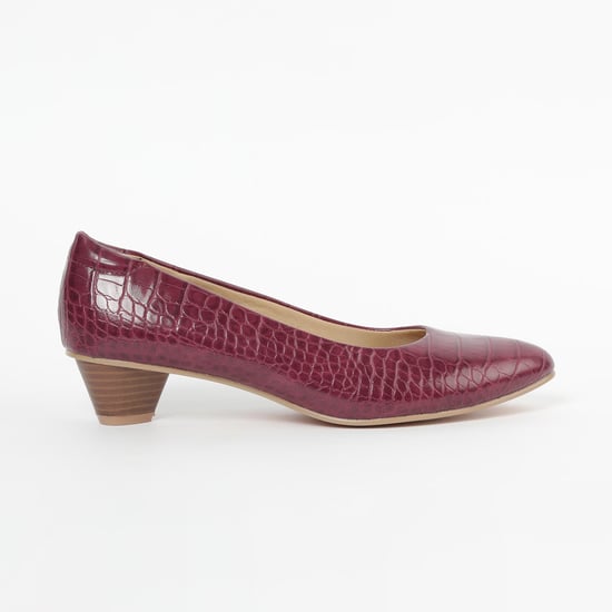ALLEN SOLLY Reptilian Texture Pumps with Cone Heels
