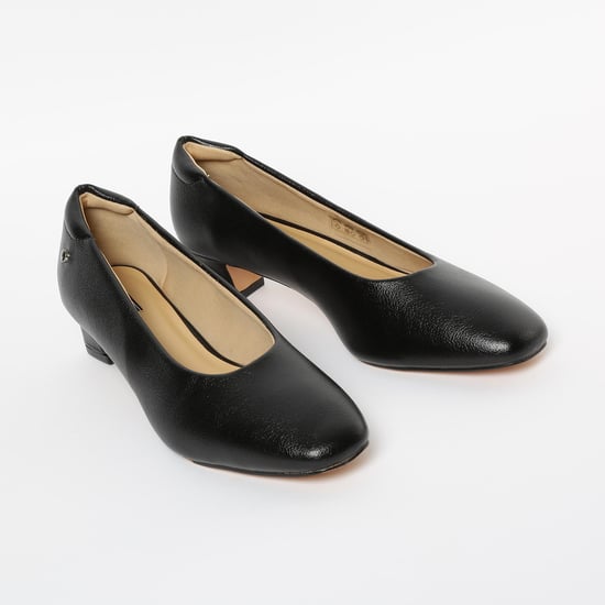 ALLEN SOLLY Textured Pumps with Chunky Heels