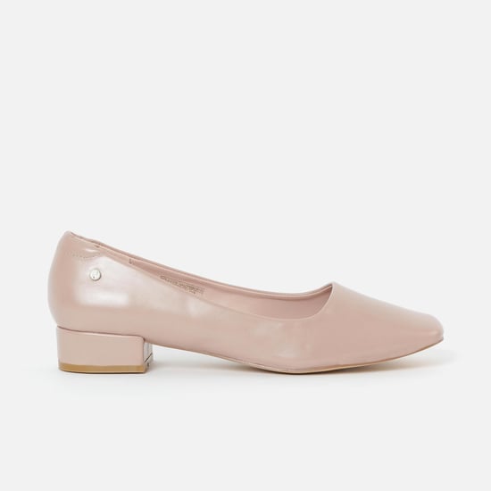 ALLEN SOLLY Almond-Toe Pumps with Block Heels