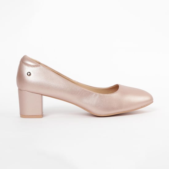 ALLEN SOLLY Textured Pumps with Block Heels