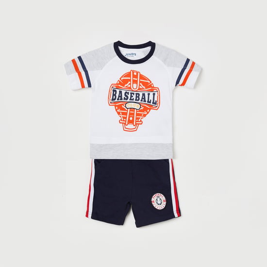 JUNIORS BASICS Boys Printed T-shirt with Elasticated Shorts