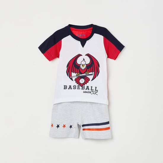 JUNIORS BASICS Boys Printed T-shirt with Elasticated Shorts