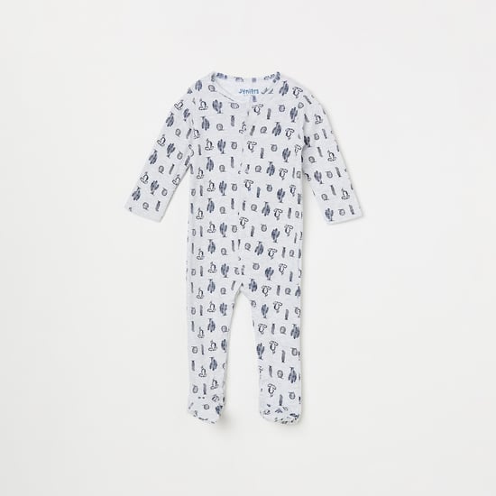 JUNIORS Boys Printed Sleepsuit with Button Placket