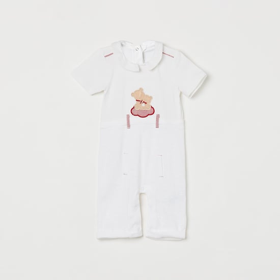 JUNIORS Girls Collared Rompers with Applique