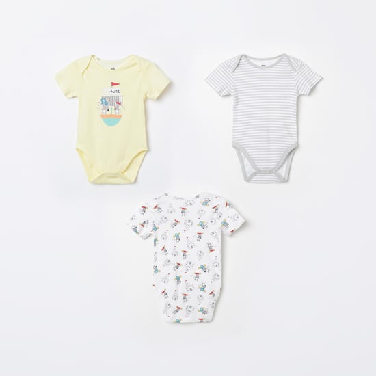FS MINI KLUB Printed Knitted Rompers - Pack of 3