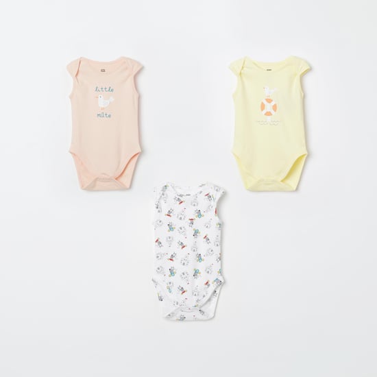 FS MINI KLUB Printed Knitted Rompers - Pack of 3