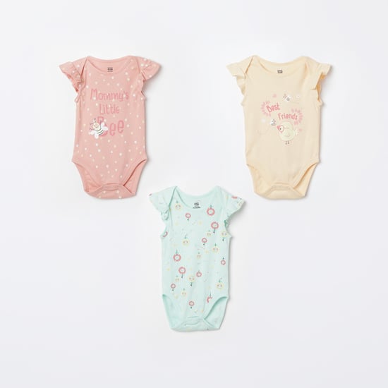FS MINI KLUB Printed Knitted Rompers - Pack of 3