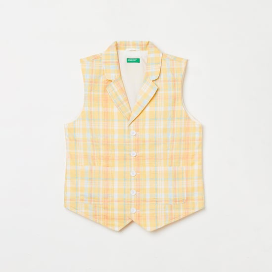 UNITED COLORS OF BENETTON Boys Checked Waistcoat with Notched Lapel