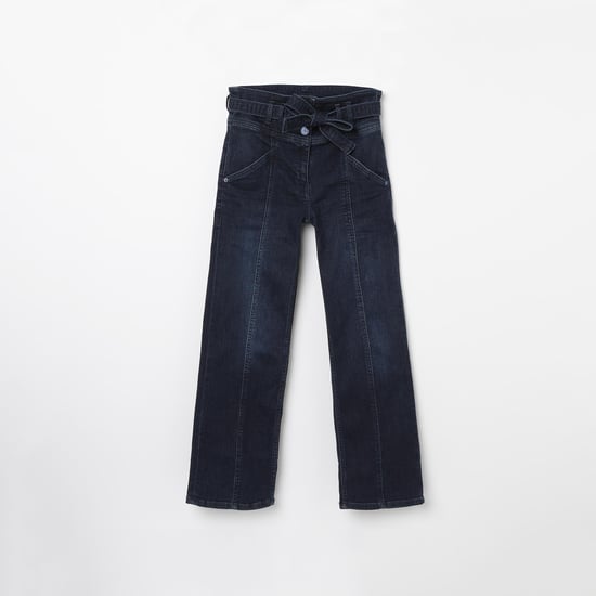 ALLEN SOLLY Dark Washed Jeans with Sash Tie-Up