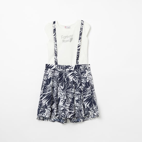 PEPPERMINT Tropical Print Dungaree Set