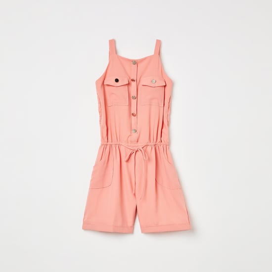 PEPPERMINT Solid Sleeveless Playsuit with Button Placket