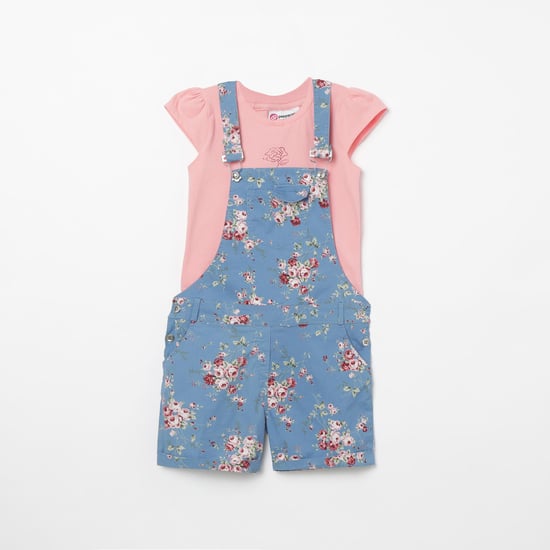 PEPPERMINT Floral Print Dungarees with Top