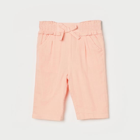 FS MINI KLUB Girls Solid Pleated Capris with Scoop Pockets