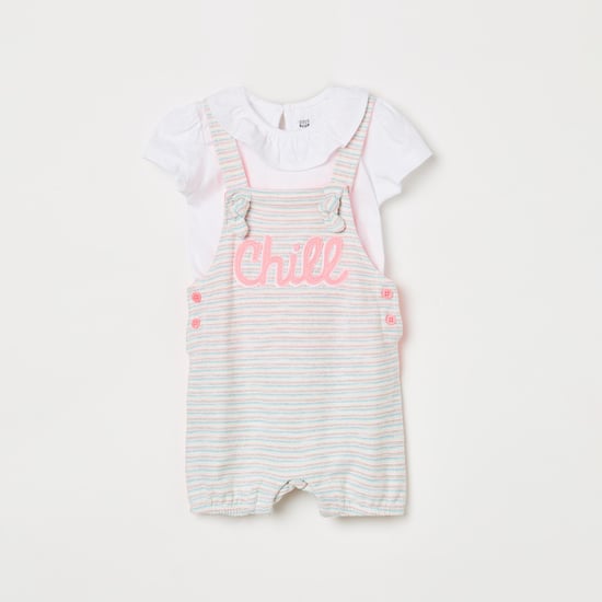 FS MINI KULB Girls Solid Top and Dungaree