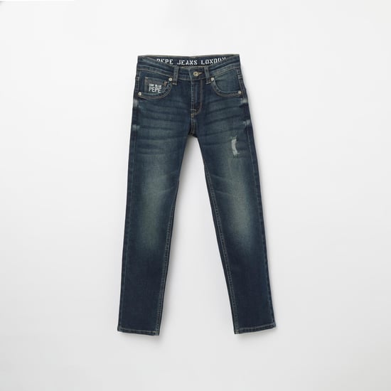 PEPE JEANS Stonewashed Lightly Distressed Slim Fit Jeans