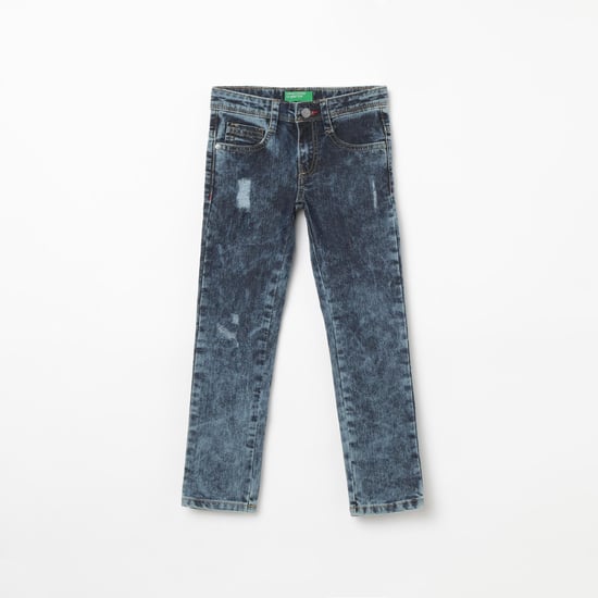 UNITED COLORS OF BENETTON Heavy Washed Distressed Jeans