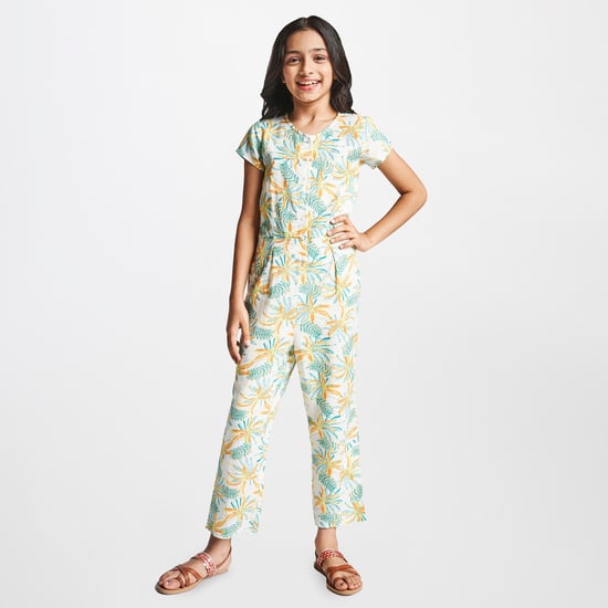 GLOBAL DESI Girls Tropical Print Jumpsuit