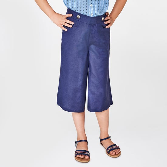 GLOBAL DESI Solid Culottes with Scoop Pockets