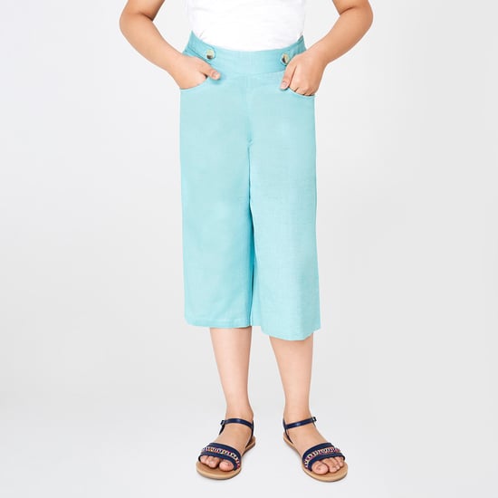 GLOBAL DESI Girls Solid Button Detail Culottes