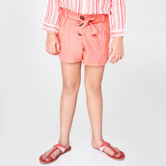 GLOBAL DESI Solid Shorts with Sash Tie-Up