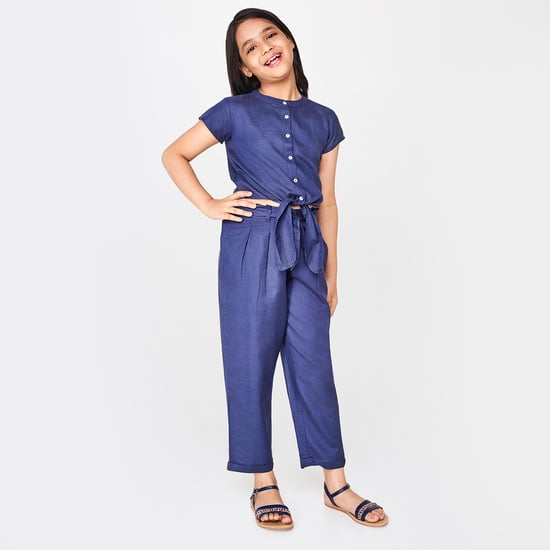 GLOBAL DESI Solid Casual Shirt with Tie-Up Hemline