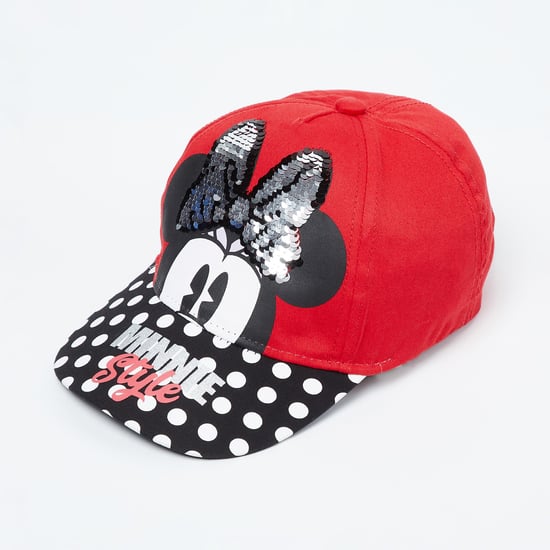 KIDSVILLE Girls Sequinned Minnie Mouse Print Cap