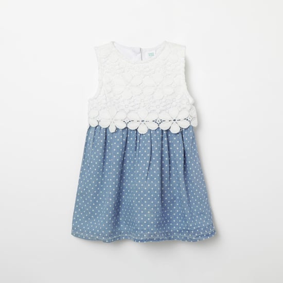 FS MINI KLUB Polka-Dot Print Floral Lace A-line Dress