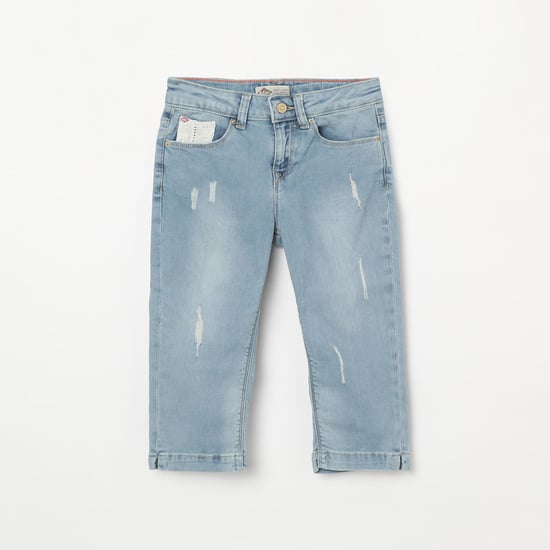 LEE COOPER JUNIORS Lightly Washed Distressed Denim Capris