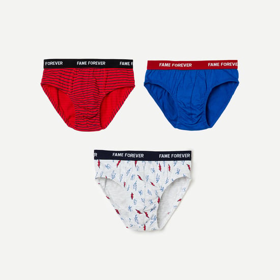 FAME FOREVER Boys Printed Elasticated Brief - Pack of 3