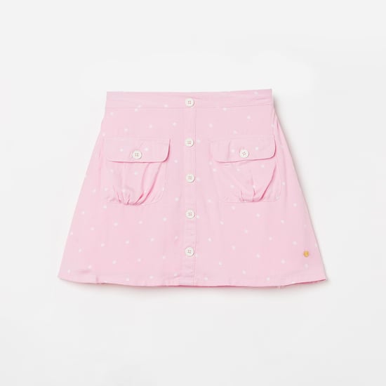 BOSSINI Girls Printed Button-Down A-line Skirt