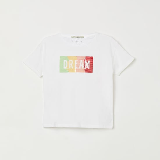 PEPE JEANS Girls Sequinned Round-Neck T-shirt