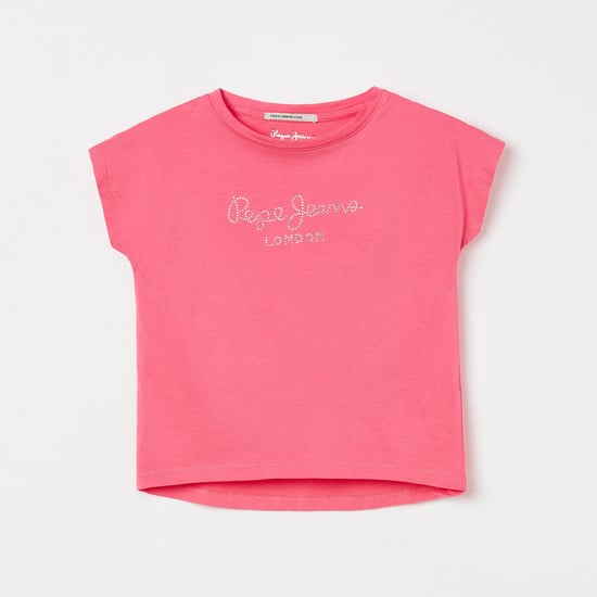 PEPE JEANS Girls Embellished Round Neck T-shirt