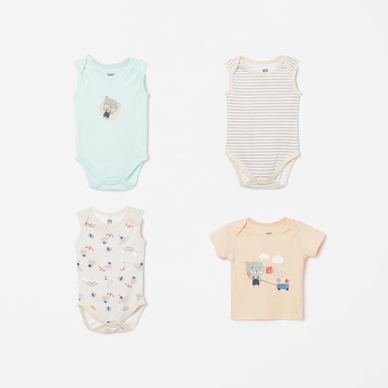 FS MINI KLUB Printed Sleepsuits with T-shirt - Set of 4.