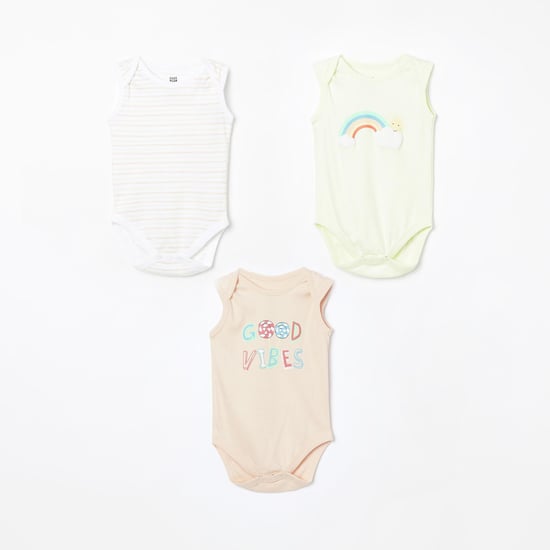 FS MINI KLUB Printed Knitted Rompers - Pack of 3