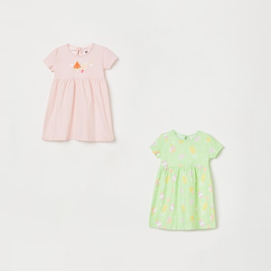 MINI KLUB Girls Printed A-line Dresses - Pack of 2 Pcs.