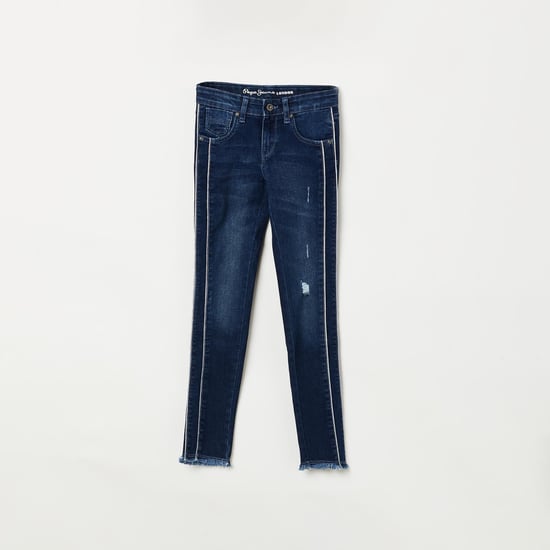 PEPE JEANS Dark Washed Slim Fit Distressed Jeans