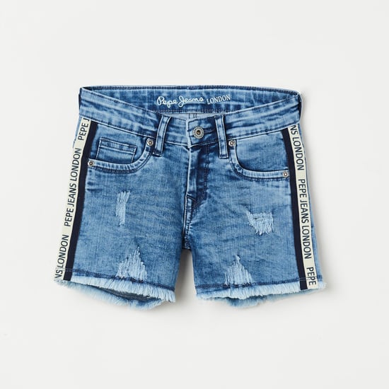PEPE JEANS Girls Distressed Denim Shorts