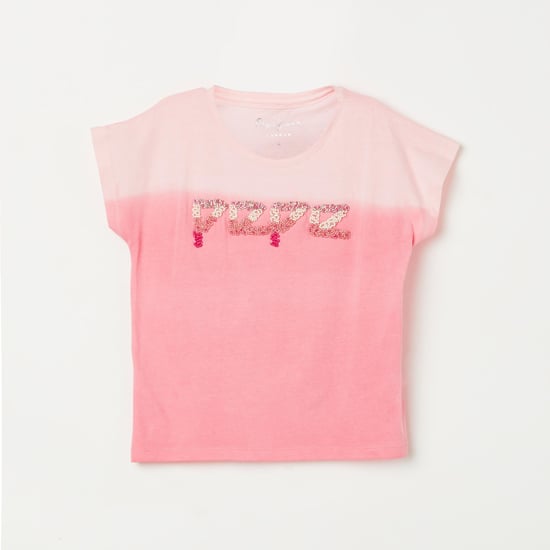 PEPE JEANS Girls Beaded Ombre-Dyed Round-Neck T-shirt