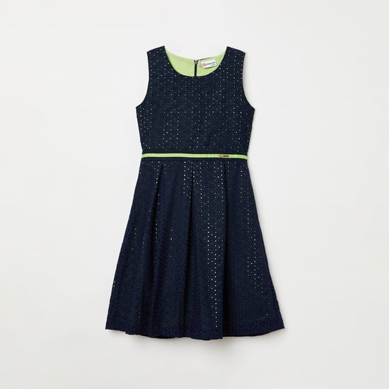 PEPPERMINT Girls Schiffli Embroidery Sleeveless Fit & Flare Dress